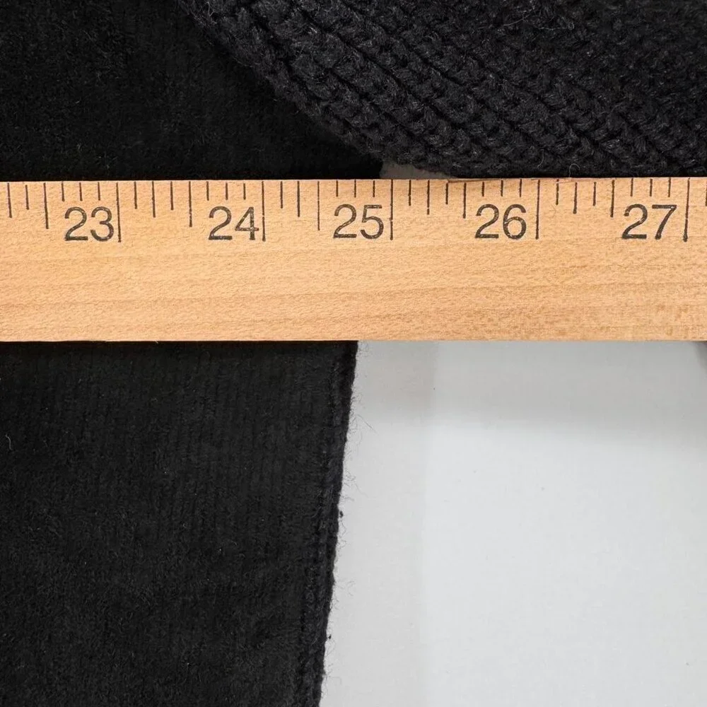 Claiborne Luxe Men’s XL Suede Front Knit Sleeve Zip Jacket Black Sweater Jacket